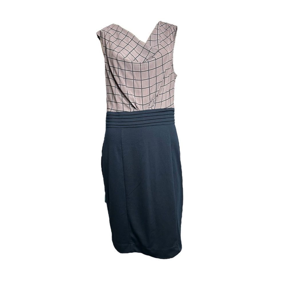 BANANA Republic Pencil Skirt Dress Blouse Top Navy Gray Stretch Womens 8